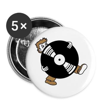 round circle vinyl plate dj hang up party music fe - Buttons large 2.2''/56 mm (5-pack) - white - Front