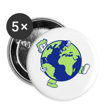 earth planet world globe round big huge carry sc - Buttons large 2.2''/56 mm (5-pack) - white - Front