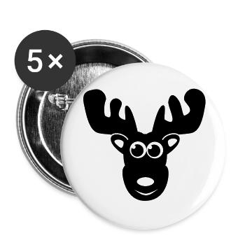 Elch Karibu Rentier Reh schnee Hirsch Weihnachten - Buttons groß 56 mm (5er Pack) - Weiß - Vorne