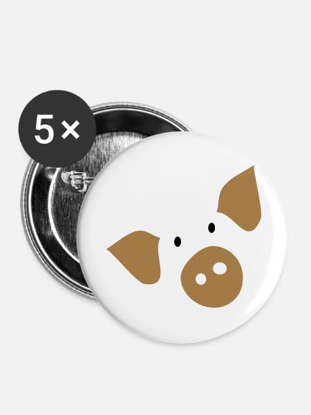 piggy_face_farm Tier - Buttons groß 56 mm (5er Pack) - Weiß