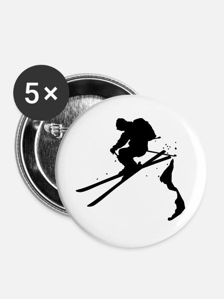 Ski freerider - Buttons groß 56 mm (5er Pack) - Weiß