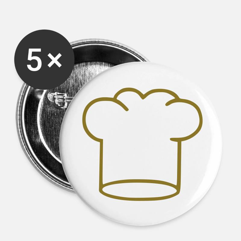 kochen - Buttons groß 56 mm (5er Pack) - Weiß