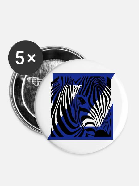 Zebra-Mix - Buttons groß 56 mm (5er Pack) - Weiß