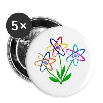 flower power, atom, atomic nucleus, flowers nuclear energy - Buttons large 2.2''/56 mm (5-pack) - white - Front