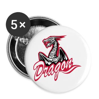 Dragon - Lot de 5 grands badges (56 mm) - blanc - Devant