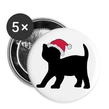 Chaton dans un chapeau de Noël. - Lot de 5 grands badges (56 mm) - blanc - Devant