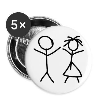 Mom And Dad - Buttons large 2.2''/56 mm (5-pack) - white - Front