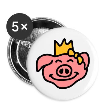 Pricess Pig Head - Buttons large 2.2''/56 mm (5-pack) - white - Front