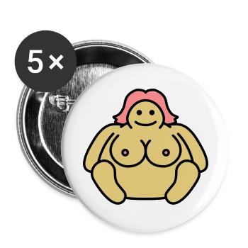 Naked Fat Woman - Buttons large 2.2''/56 mm (5-pack) - white - Front