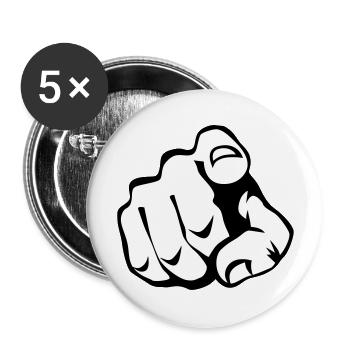 60 Zeigefinger - Buttons groß 56 mm (5er Pack) - Weiß - Vorne