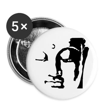buddha face - Buttons groß 56 mm (5er Pack) - Weiß - Vorne
