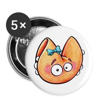 fortune cookie monster with bow - Buttons groß 56 mm (5er Pack) - Weiß - Vorne