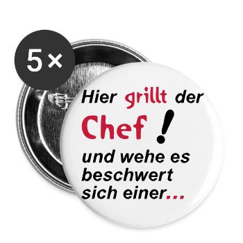 Here grilling the chef - Buttons large 2.2''/56 mm (5-pack) - white - Front