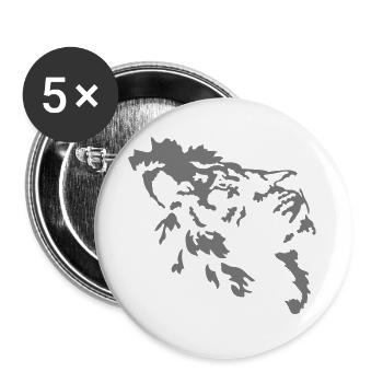 Löwe - Buttons groß 56 mm (5er Pack) - Weiß - Vorne
