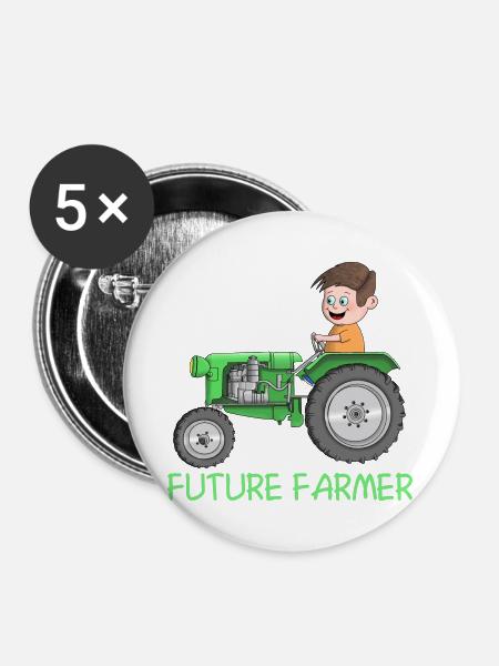 Nachwuchs Landwirt - Bauer - future farmer - Buttons groß 56 mm (5er Pack) - Weiß