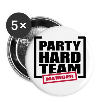 Party Hard Team Member - Buttons groß 56 mm (5er Pack) - Weiß - Vorne