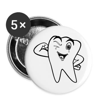 Zahn Arzt - Buttons groß 56 mm (5er Pack) - Weiß - Vorne