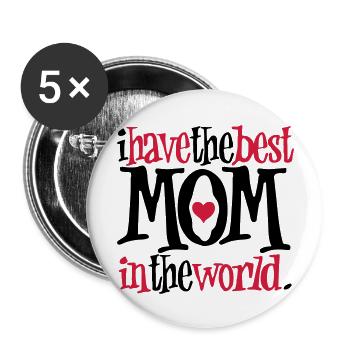 Best Mom - Lot de 5 grands badges (56 mm) - blanc - Devant
