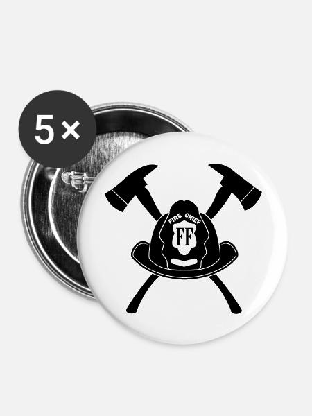Fire Chief - Buttons groß 56 mm (5er Pack) - Weiß