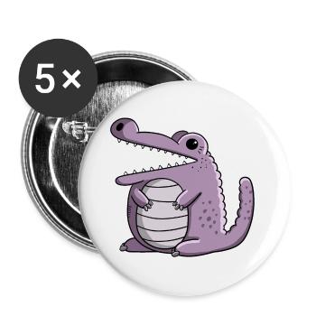 Pink Krokodil I Funshirt Monster I Kawaii Manga - Buttons groß 56 mm (5er Pack) - Weiß - Vorne