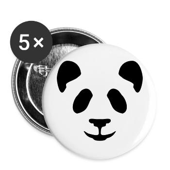 Panda Face - Buttons groß 56 mm (5er Pack) - Weiß - Vorne