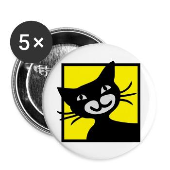 Katze - Buttons groß 56 mm (5er Pack) - Weiß - Vorne