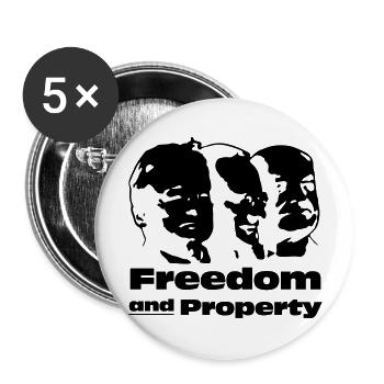 Freedom and Property - Buttons groß 56 mm (5er Pack) - Weiß - Vorne