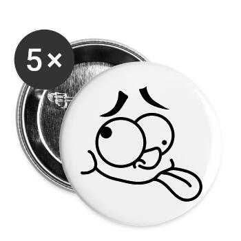 Crazy Face - Buttons groß 56 mm (5er Pack) - Weiß - Vorne