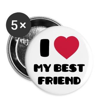 I Love my best friend - Buttons large 2.2''/56 mm (5-pack) - white - Front