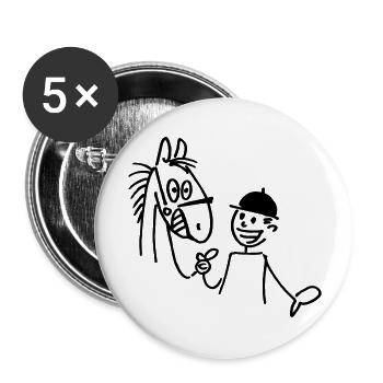 Cheval et Cavalier - Lot de 5 grands badges (56 mm) - blanc - Devant