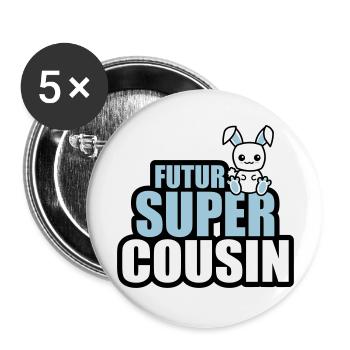 futur super cousin - Lot de 5 grands badges (56 mm) - blanc - Devant