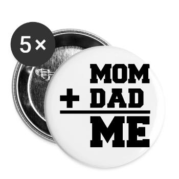 Mom Dad Me - Lot de 5 grands badges (56 mm) - blanc - Devant
