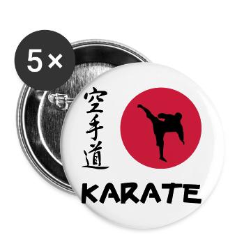 Karate - Lot de 5 grands badges (56 mm) - blanc - Devant