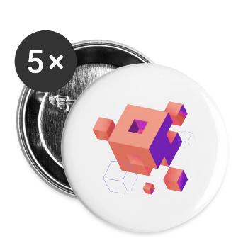 Cube Escher Space Nerd 3D AI Geek Cool PC Techie - Lot de 5 grands badges (56 mm) - blanc - Devant