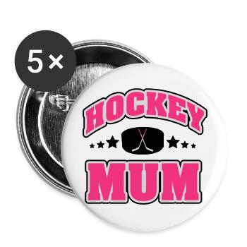 Hockey Mum - Buttons groß 56 mm (5er Pack) - Weiß - Vorne