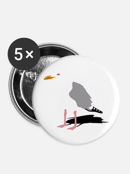 möwe seagull gull hafen segeln sailing hamburg - Buttons groß 56 mm (5er Pack) - Weiß