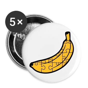puzzle banana fruit food hunger delicious love muste - Buttons large 2.2''/56 mm (5-pack) - white - Front