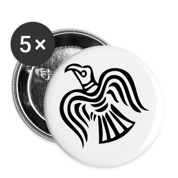 Wikinger Rabe Hugin - Buttons groß 56 mm (5er Pack) - Weiß - Vorne