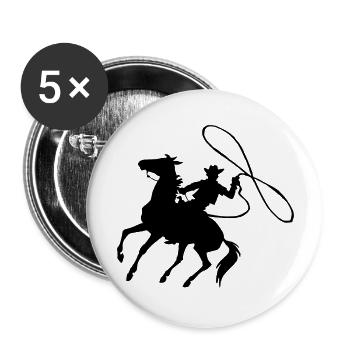 Cowboy - Buttons groß 56 mm (5er Pack) - Weiß - Vorne