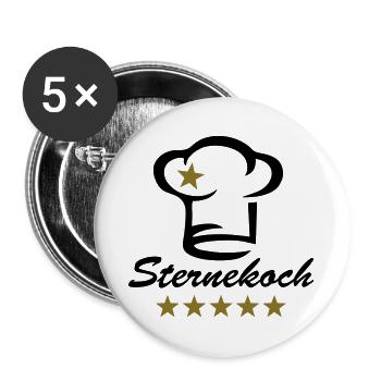 Koch, 5 Sterne, Sternekoch, Chefkoch, Geburtstag - Buttons groß 56 mm (5er Pack) - Weiß - Vorne