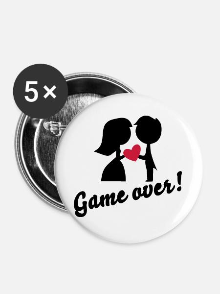 hochzeit - Buttons groß 56 mm (5er Pack) - Weiß