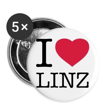 I LOVE LINZ Austria Österreich - Buttons groß 56 mm (5er Pack) - Weiß - Vorne