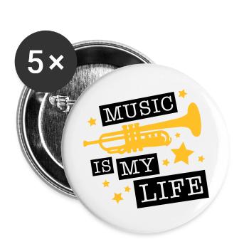 trompete_music_is_life_ge2 - Lot de 5 grands badges (56 mm) - blanc - Devant