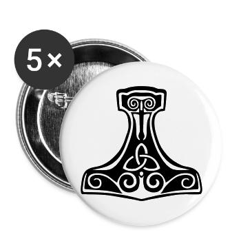 thor hammer Mjollnir viking symbol - Buttons large 2.2''/56 mm (5-pack) - white - Front