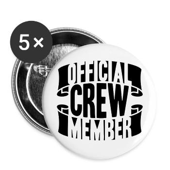 Cool Official Crew Member Banner Logo - Buttons groß 56 mm (5er Pack) - Weiß - Vorne
