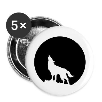 Wolf Howling Moon - Buttons large 2.2''/56 mm (5-pack) - white - Front