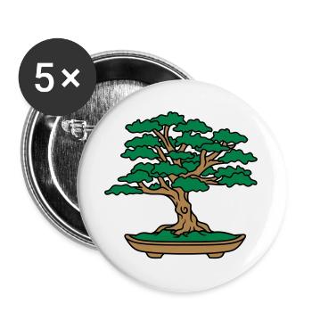 bonsai tree leaves branches small tree - Buttons large 2.2''/56 mm (5-pack) - white - Front