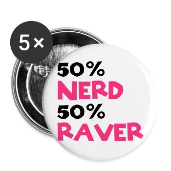 Nerd Raver - Buttons groß 56 mm (5er Pack) - Weiß - Vorne