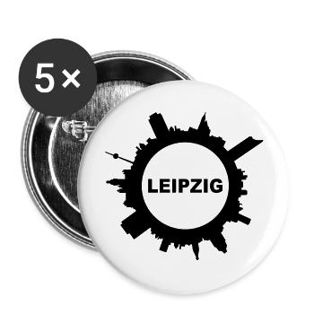 Skyline Leipzig rund Name - Buttons groß 56 mm (5er Pack) - Weiß - Vorne