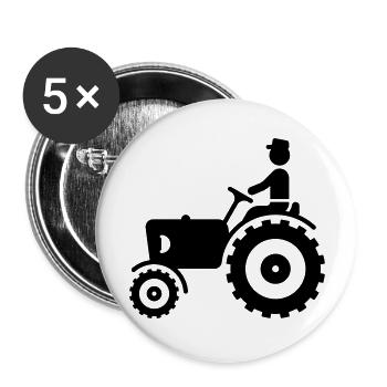 Bauer mit Trecker / Traktor - Buttons groß 56 mm (5er Pack) - Weiß - Vorne